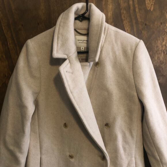 Banana Republic Womens Coat Tan Full Length Timeless Topcoat Wool Blend Medium - Picture 2 of 13